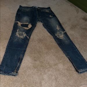 Men's Distressed Blue Jeans